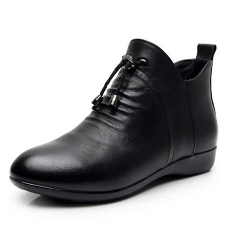 Bottine orthopédique femme en cuir pour pied sensible - Chaleur et maintien.