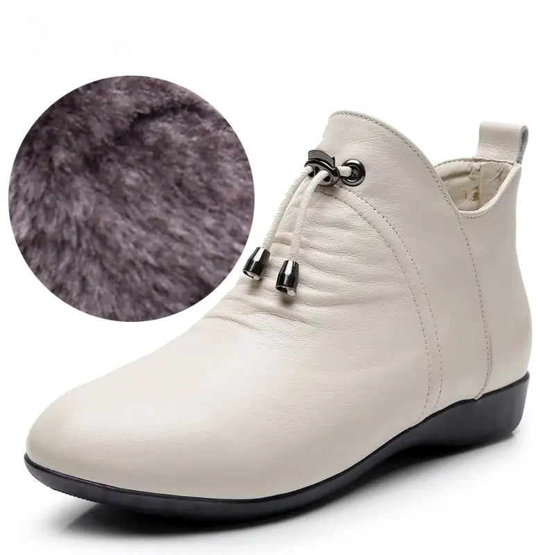 Bottine orthopédique femme en cuir pour pied sensible - Chaleur et maintien.