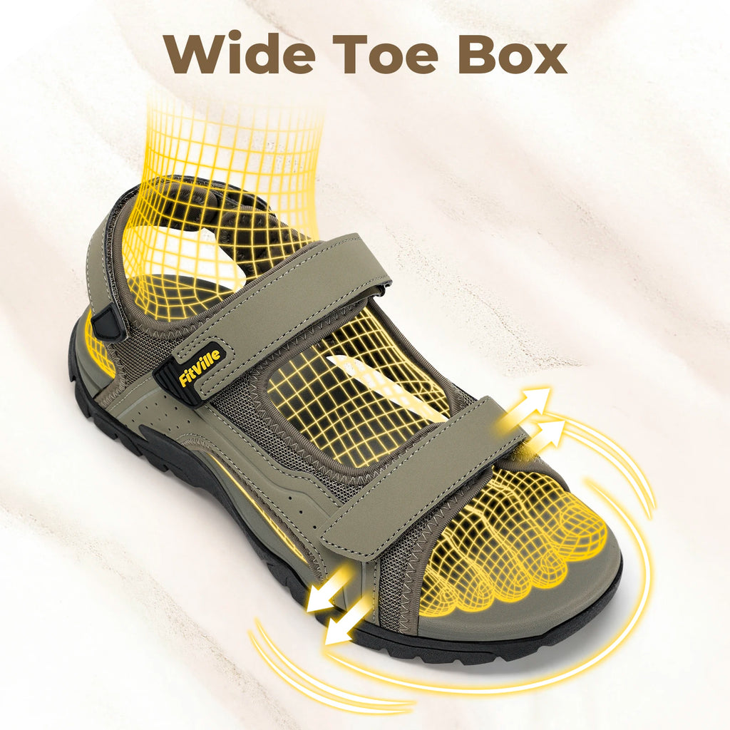 Sandale orthopédique homme à 3 brides - Pied large et soutien voûte
