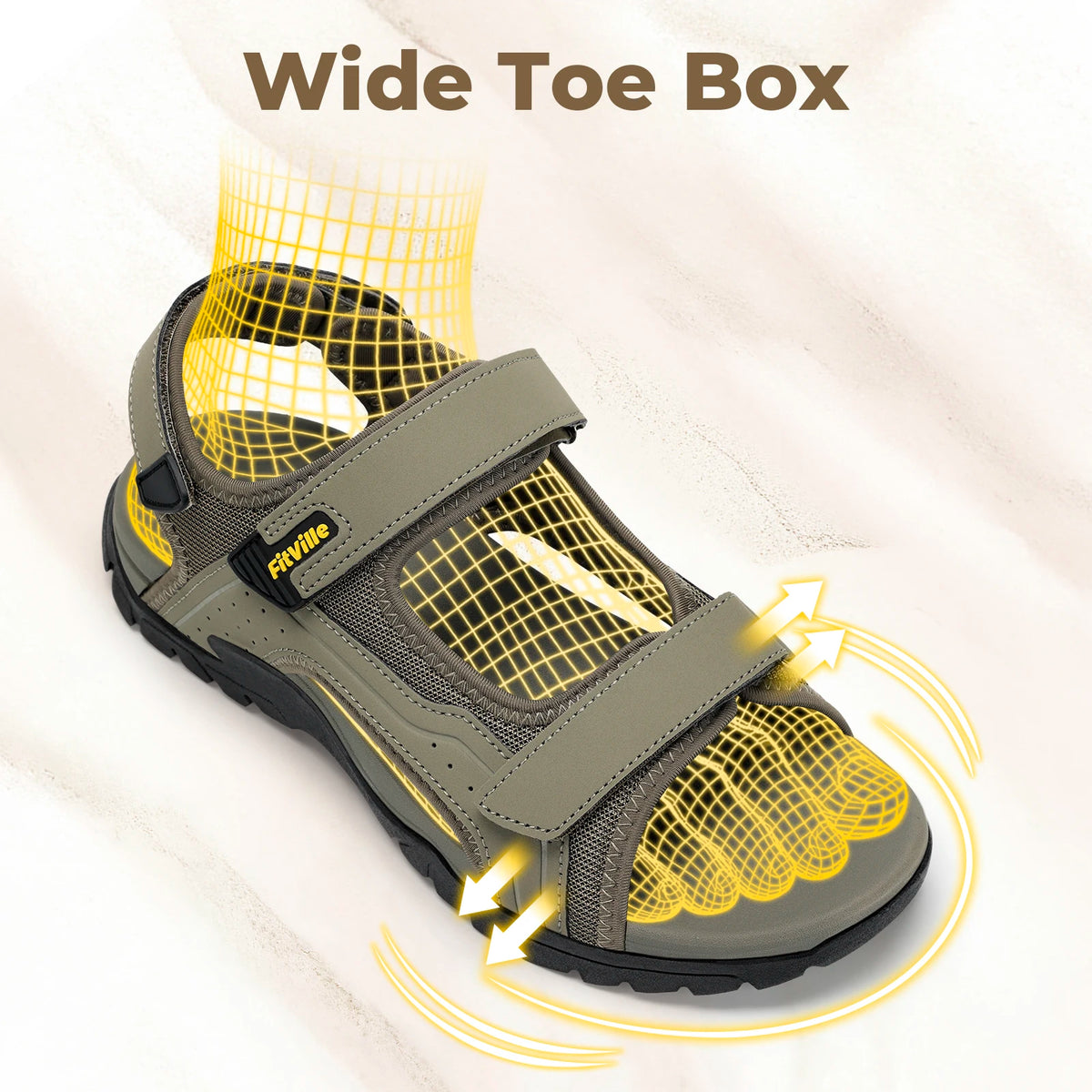 Sandale orthopédique homme à 3 brides - Pied large et soutien voûte