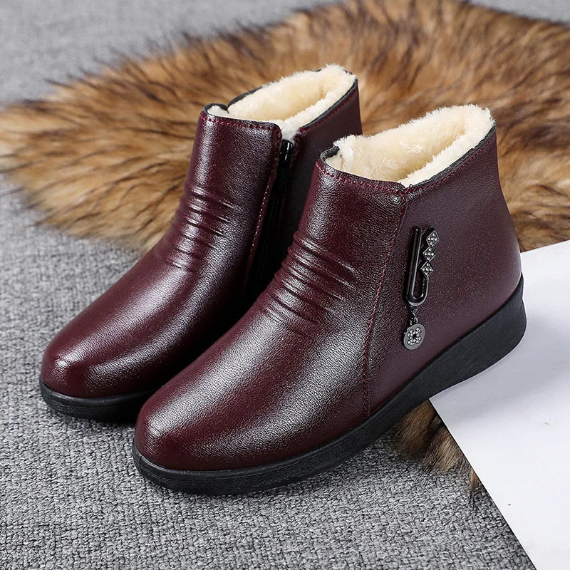 Bottine orthopédique femme zip fourrée — Confort senior hiver