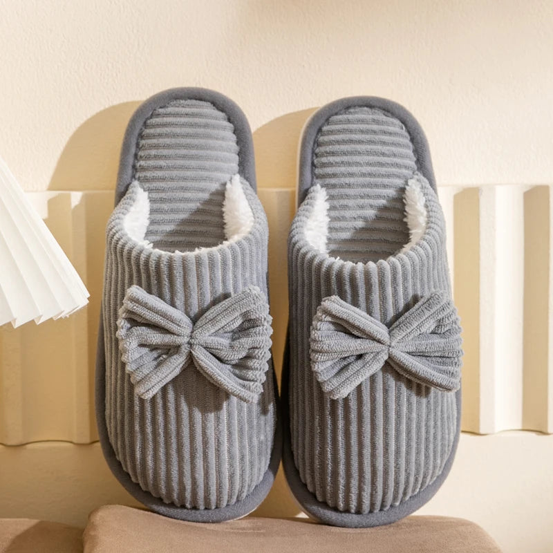 Pantoufle orthopédique femme à nœud - Doux et chaud pour l'hiver
