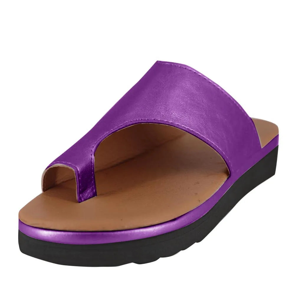 Tong orthopédique femme correctrice d'hallux valgus - Semelle plate et confort.