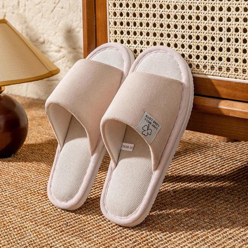 Pantoufle orthopédique femme en lin - Bout ouvert et respirant
