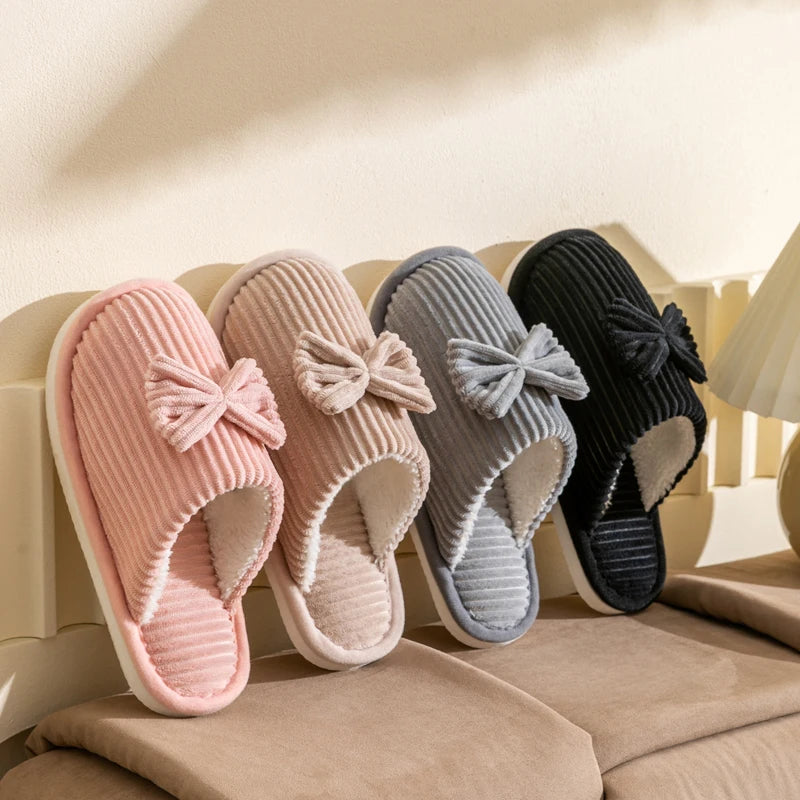 Pantoufle orthopédique femme à nœud - Doux et chaud pour l'hiver