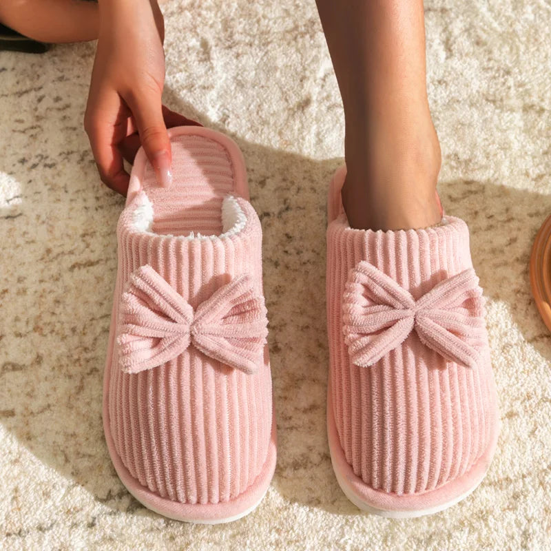 Pantoufle orthopédique femme à nœud - Doux et chaud pour l'hiver