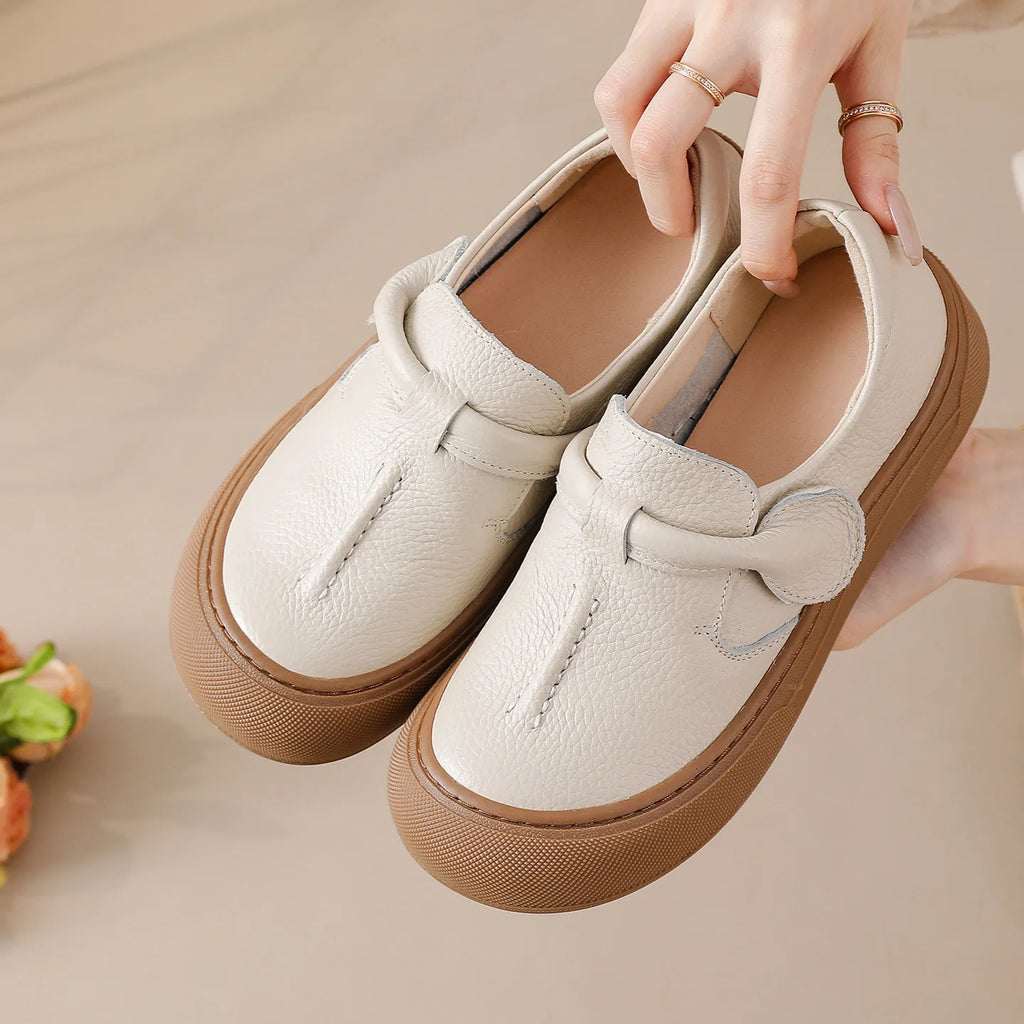 Mocassin orthopédique femme à scratch - Confort cuir