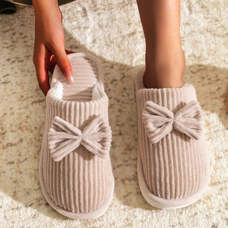 Pantoufle orthopédique femme à nœud - Doux et chaud pour l'hiver