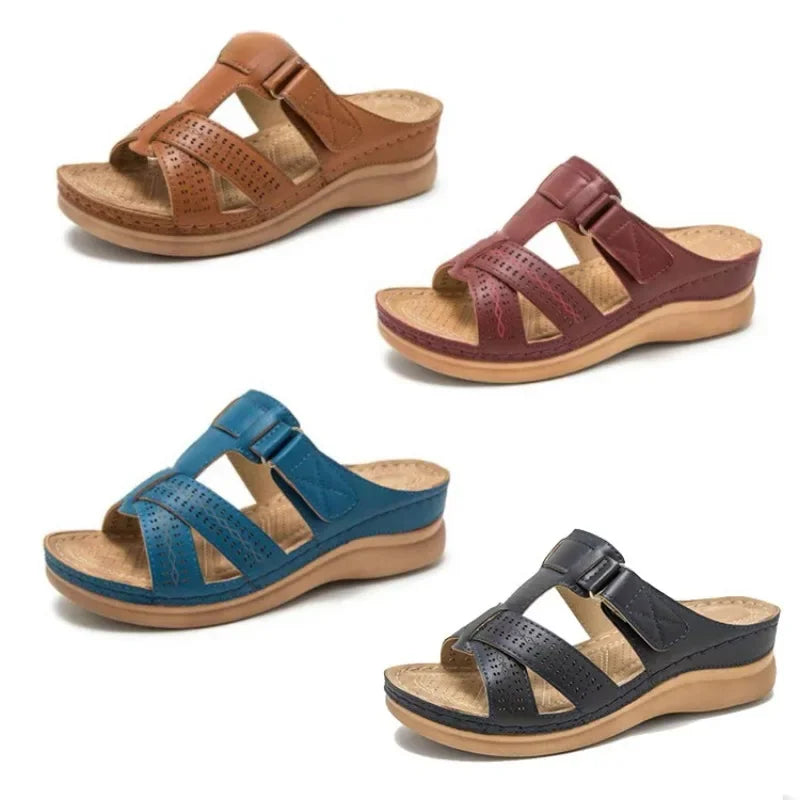 Sandale orthopédique femme compensée pour pied sensible - Confort et stabilité.