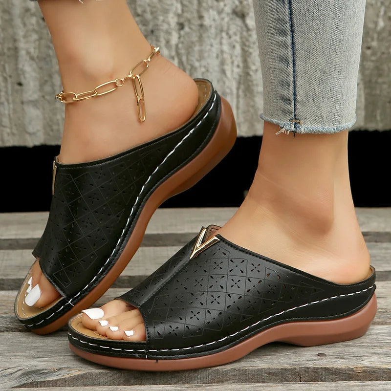 Mule orthopédique femme pour hallux valgus - Semelle compensée et confort
