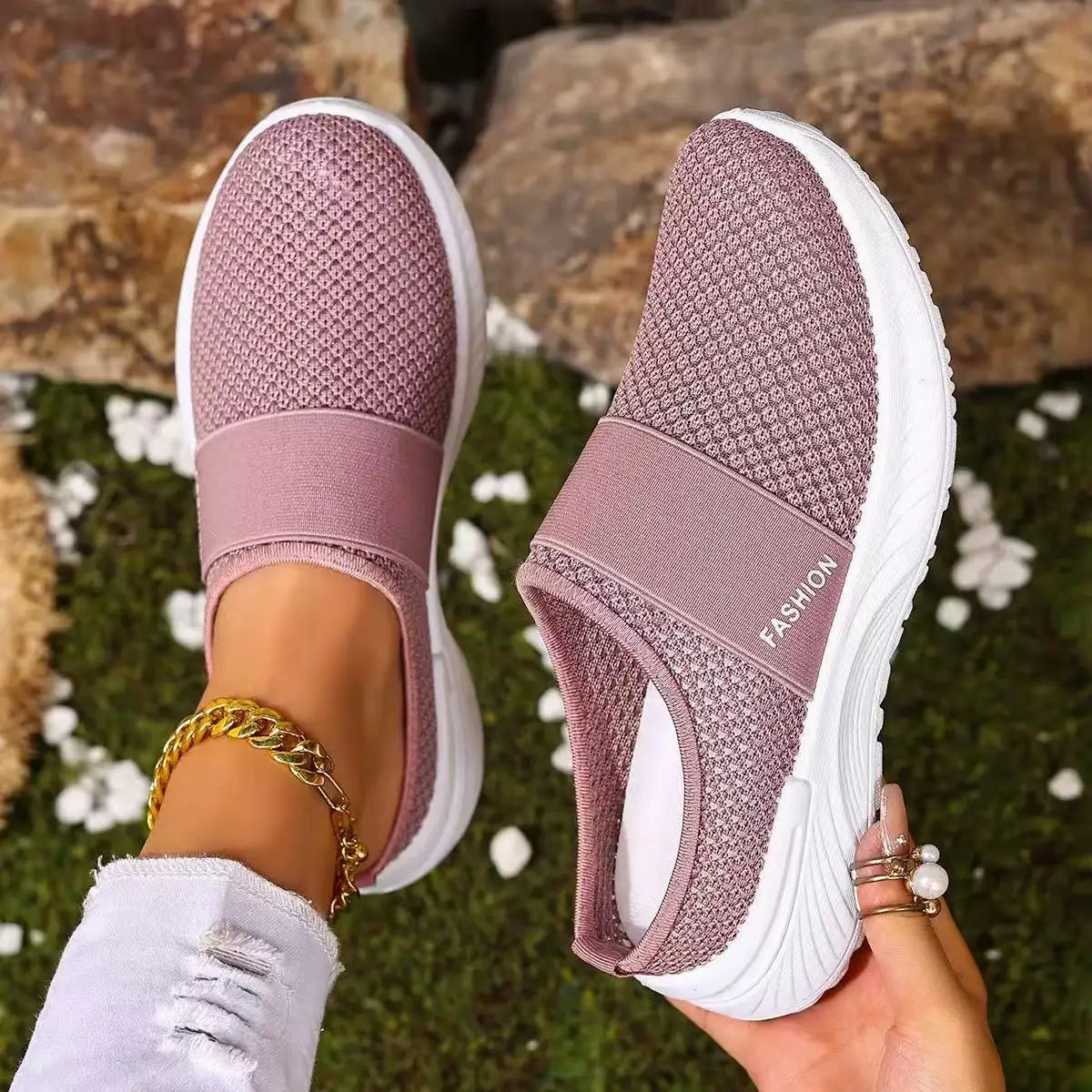 Chausson orthopédique femme à enfiler - Maille respirante légère