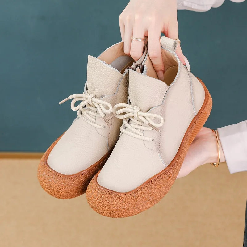 Bottine orthopédique femme cuir lacée — Chelsea plate confort