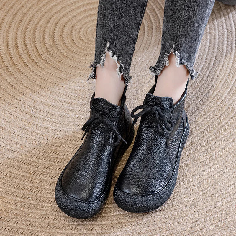 Bottine orthopédique femme cuir lacée — Confort plat quotidien
