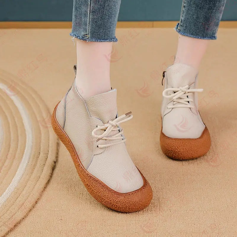Bottine orthopédique femme cuir lacée — Chelsea plate confort
