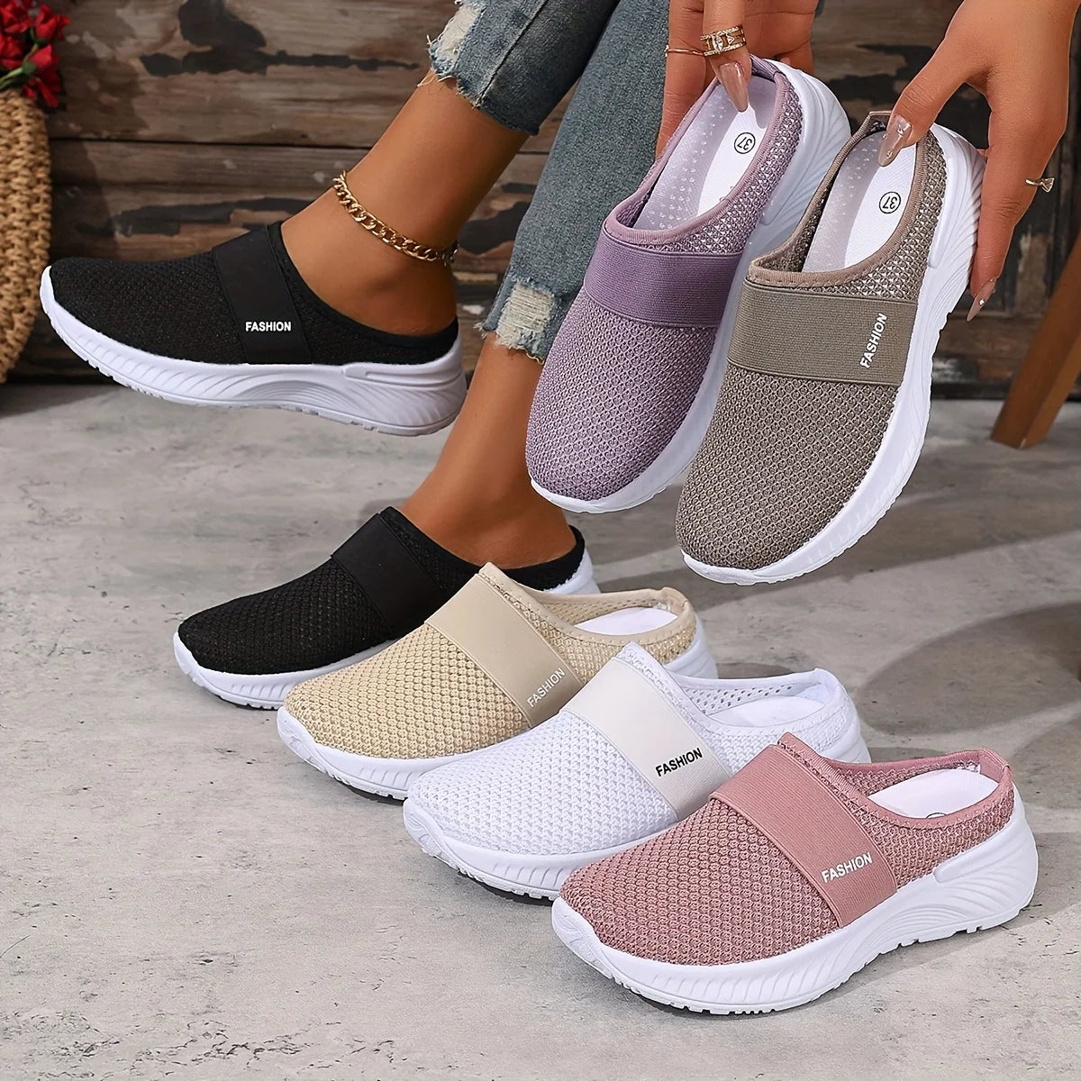 Chausson orthopédique femme à enfiler - Maille respirante légère