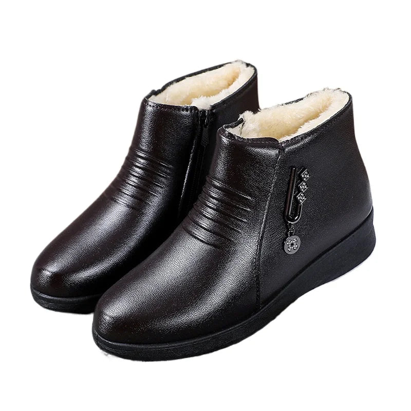 Bottine orthopédique femme zip fourrée — Confort senior hiver