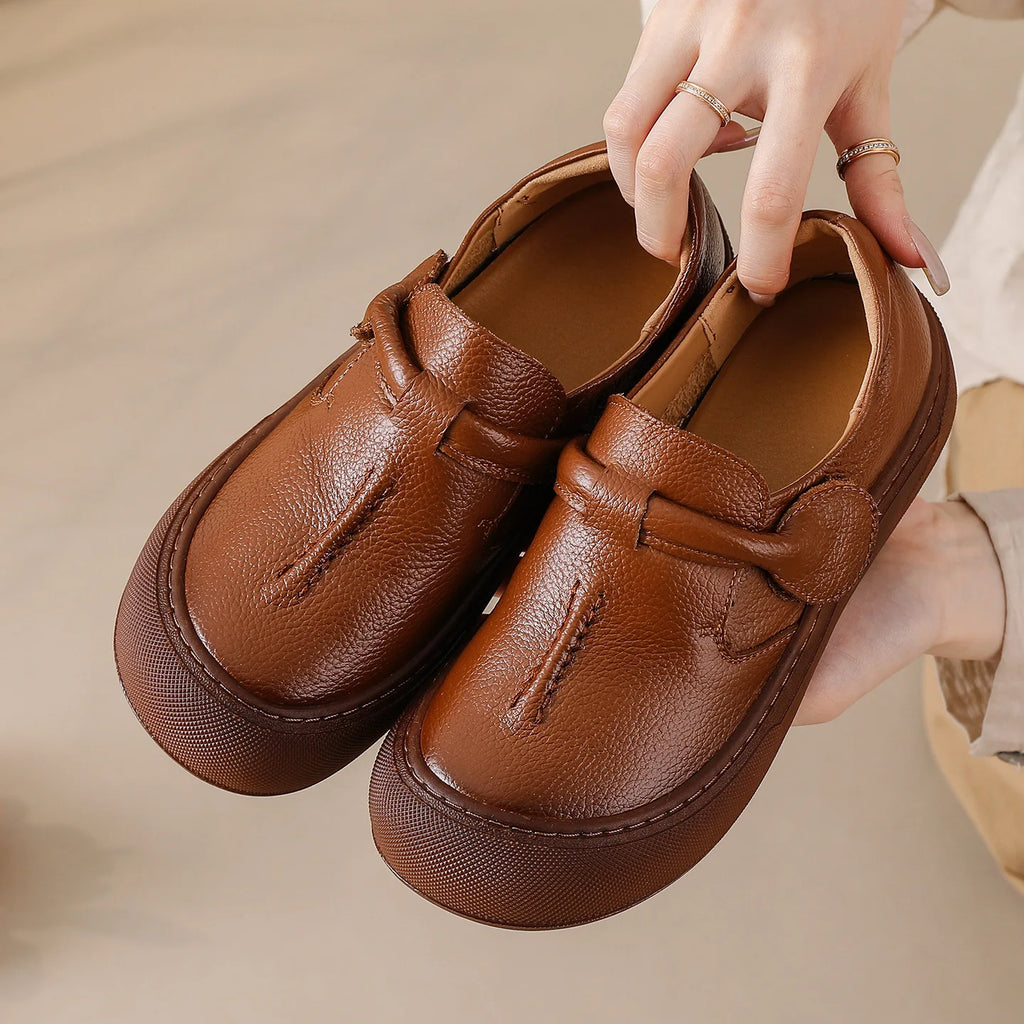 Mocassin orthopédique femme à scratch - Confort cuir
