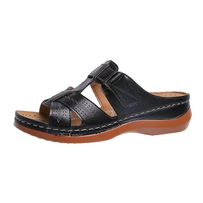 Sandale orthopédique femme compensée pour pied sensible - Confort et stabilité.