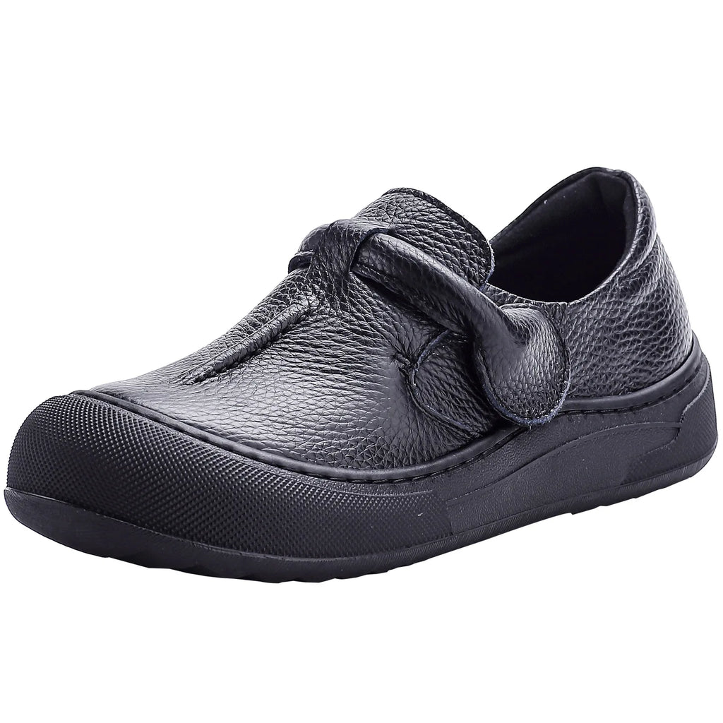 Mocassin orthopédique femme à scratch - Confort cuir