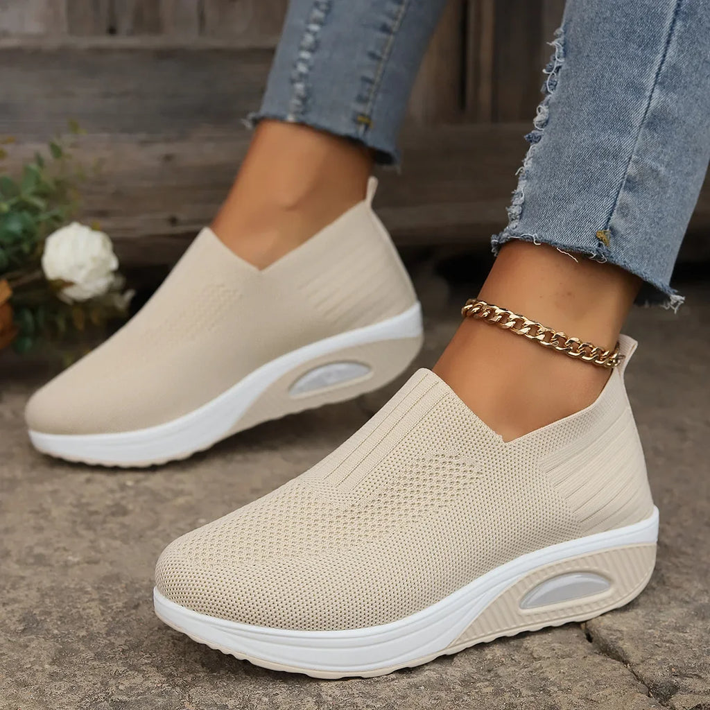 Basket orthopédique femme compensée, blanc