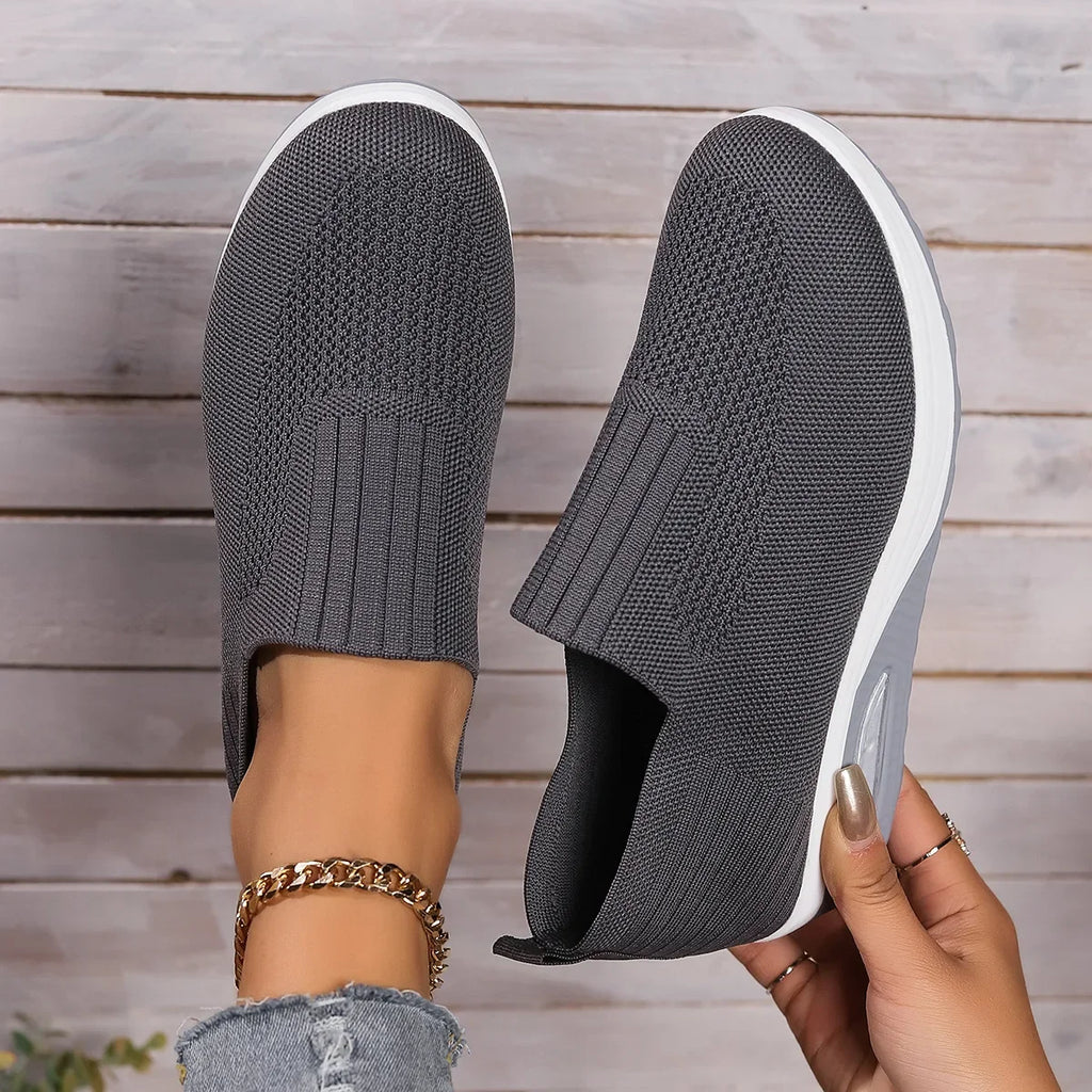 Basket orthopédique femme compensée, gris