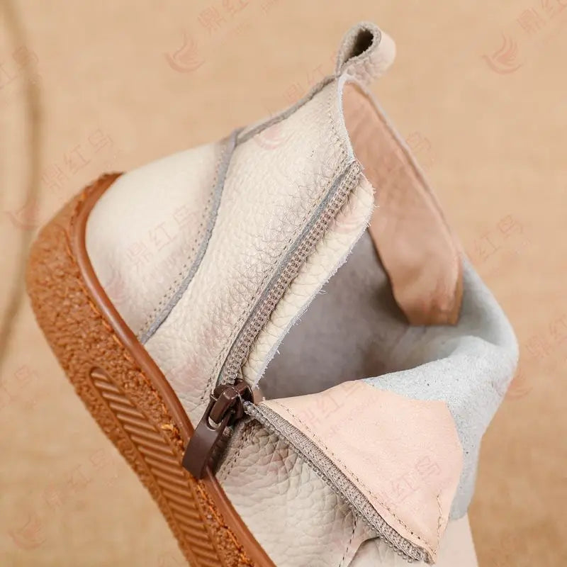 Bottine orthopédique femme cuir lacée, chelsea plate confort
