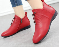 Bottine orthopédique femme en cuir pour pied sensible, chaleur et maintien.
