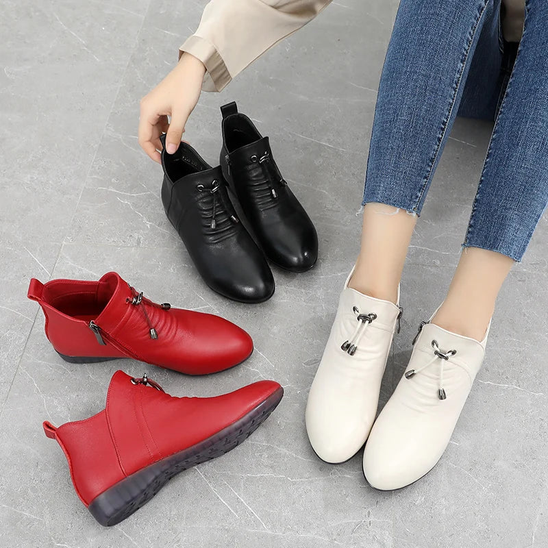 Bottine orthopédique femme en cuir pour pied sensible, chaleur et maintien.