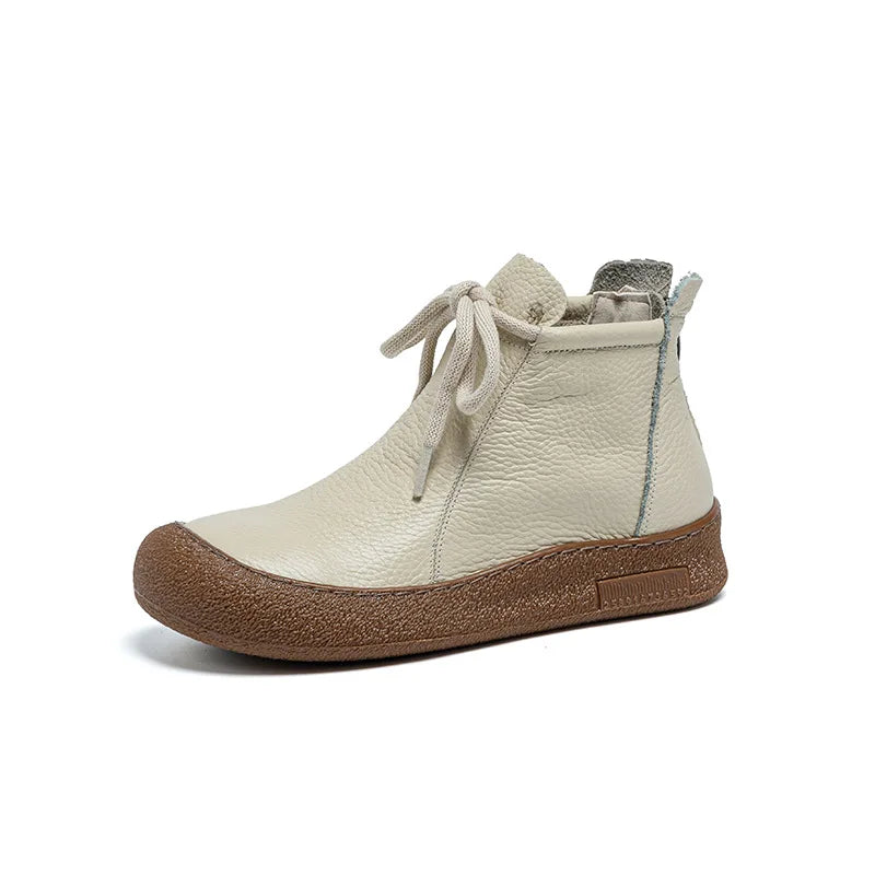 Bottine orthopédique femme cuir lacée, confort plat quotidien
