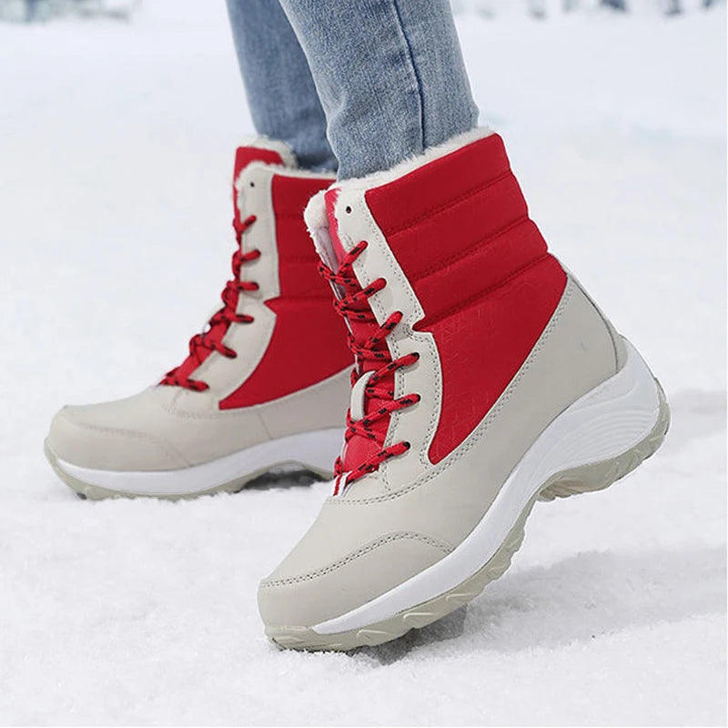 Bottine orthopédique femme hiver, rouge