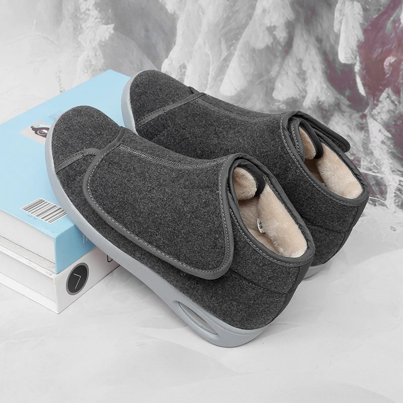 Bottine orthopédique femme pieds gonflés, gris