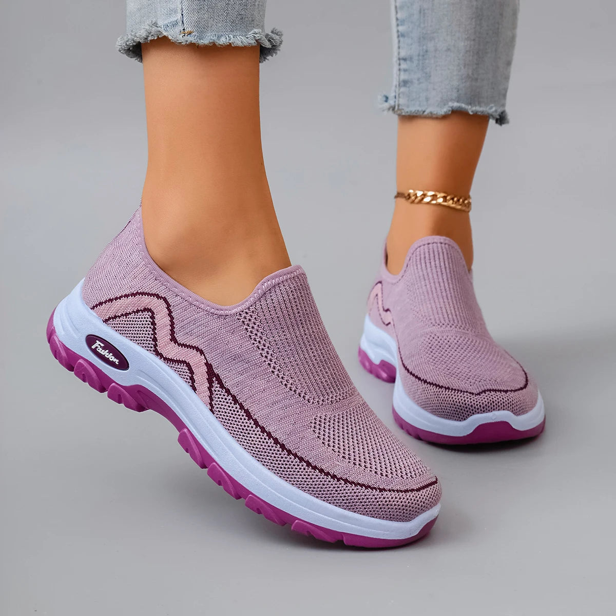 Chausson orthopédique femme à enfiler, violet