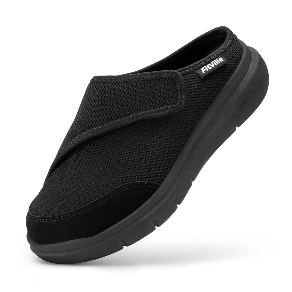 Chausson orthopédique femme pieds larges, noir
