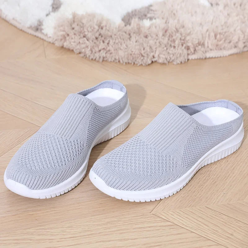 Chausson orthopédique femme à talon ouvert, gris