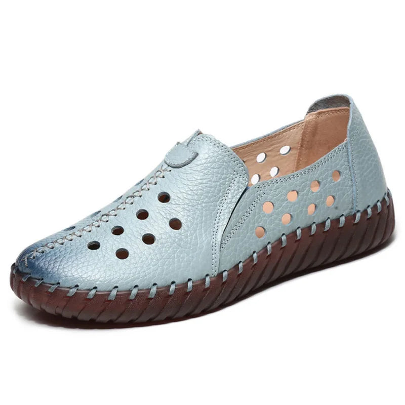 Mocassin orthopédique femme pieds larges, bleu