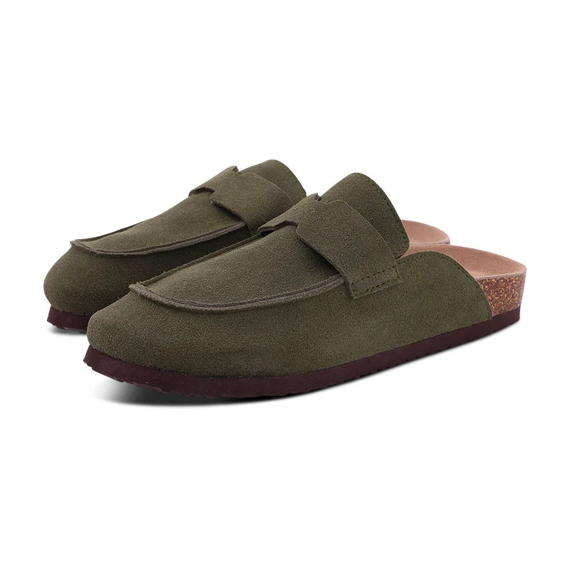 Mule orthopédique femme en daim, vert