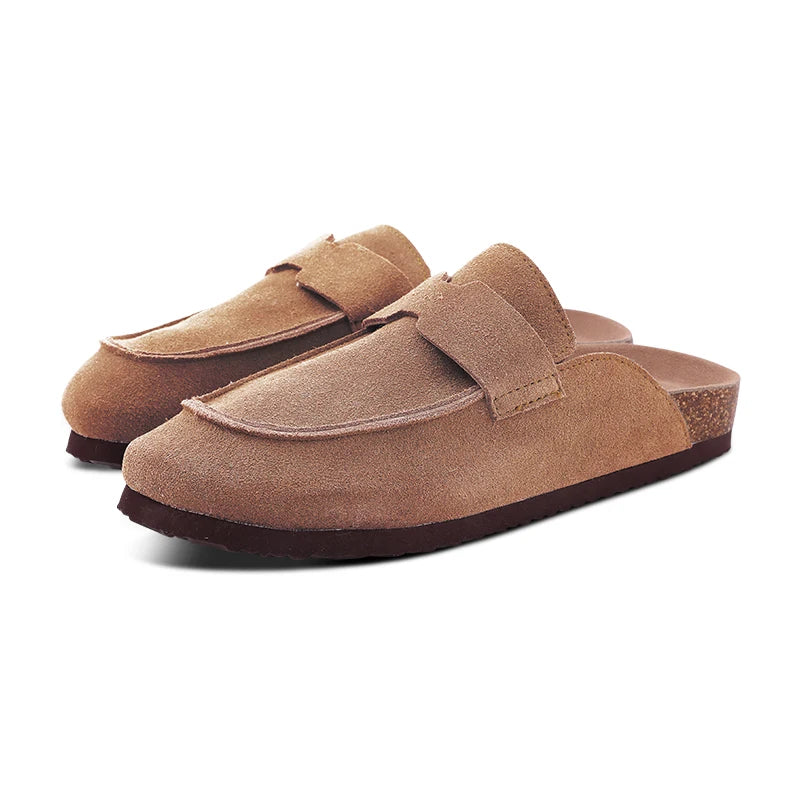 Mule orthopédique femme en daim, marron