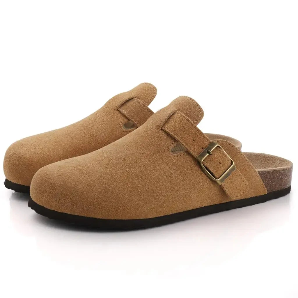 Mule orthopédique femme en daim, jaune