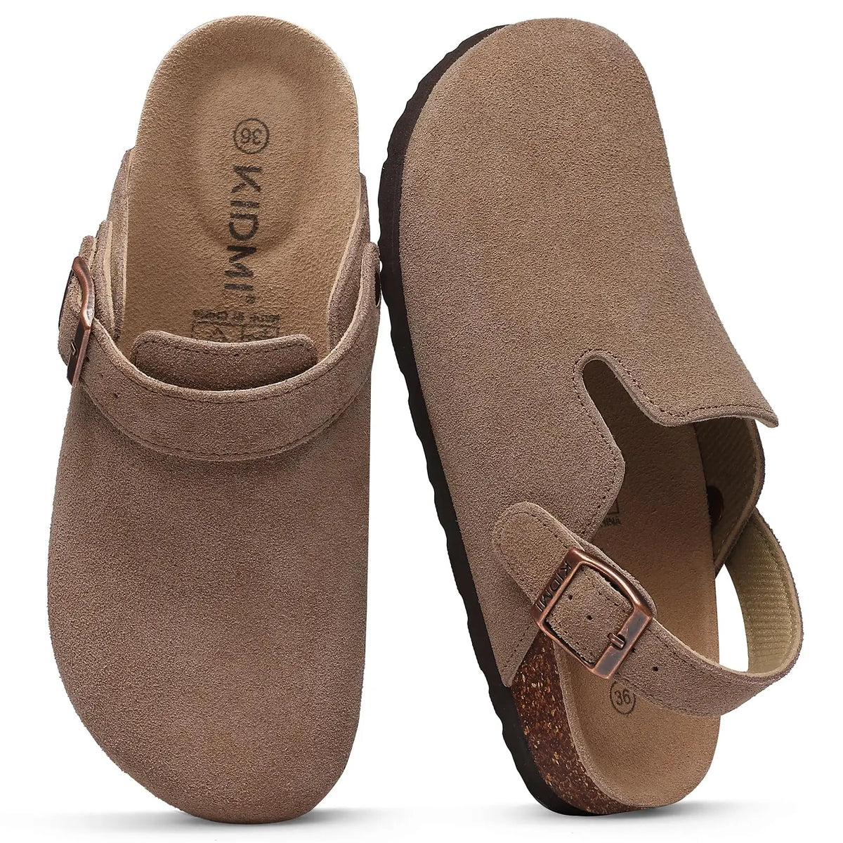 Mule orthopédique femme en daim, beige