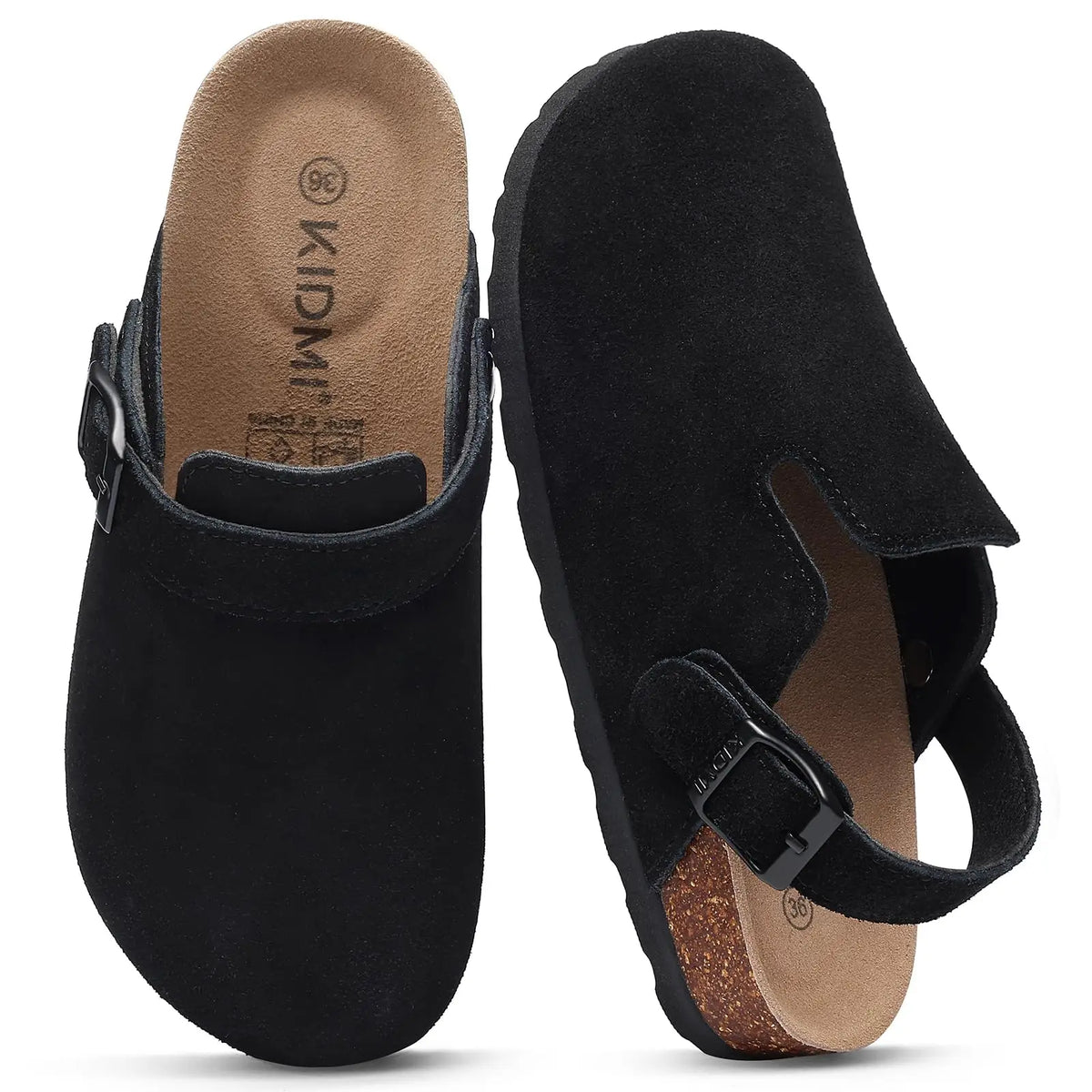 Mule orthopédique femme en daim, noir