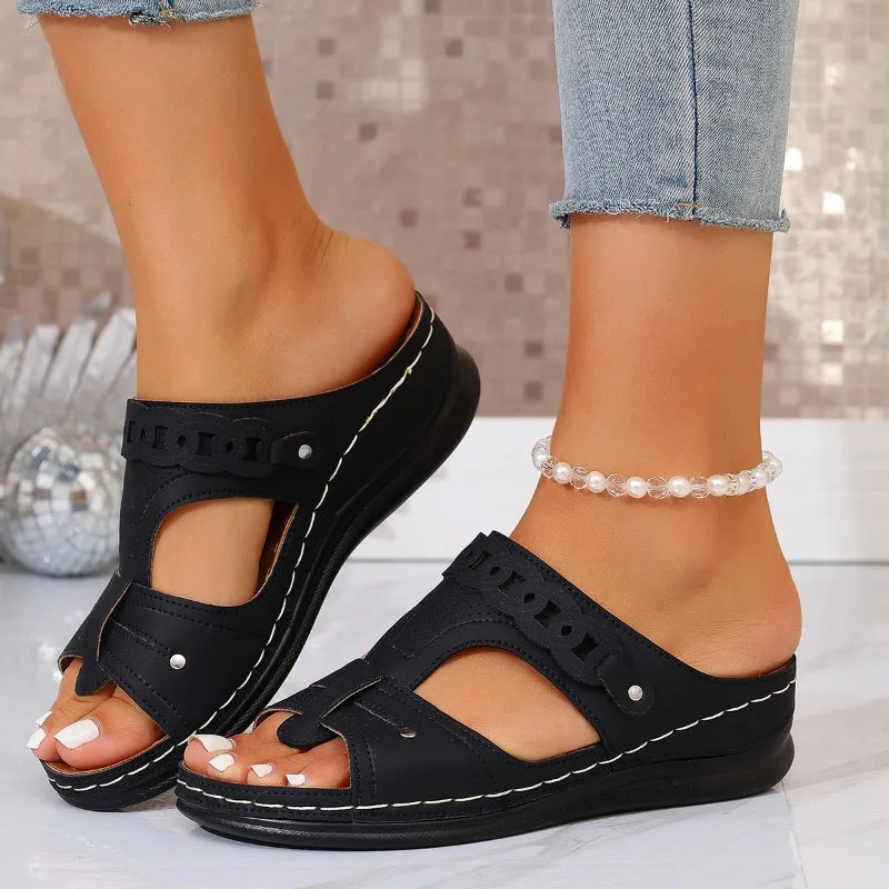 Mule orthopédique femme été, compensée hallux valgus Image