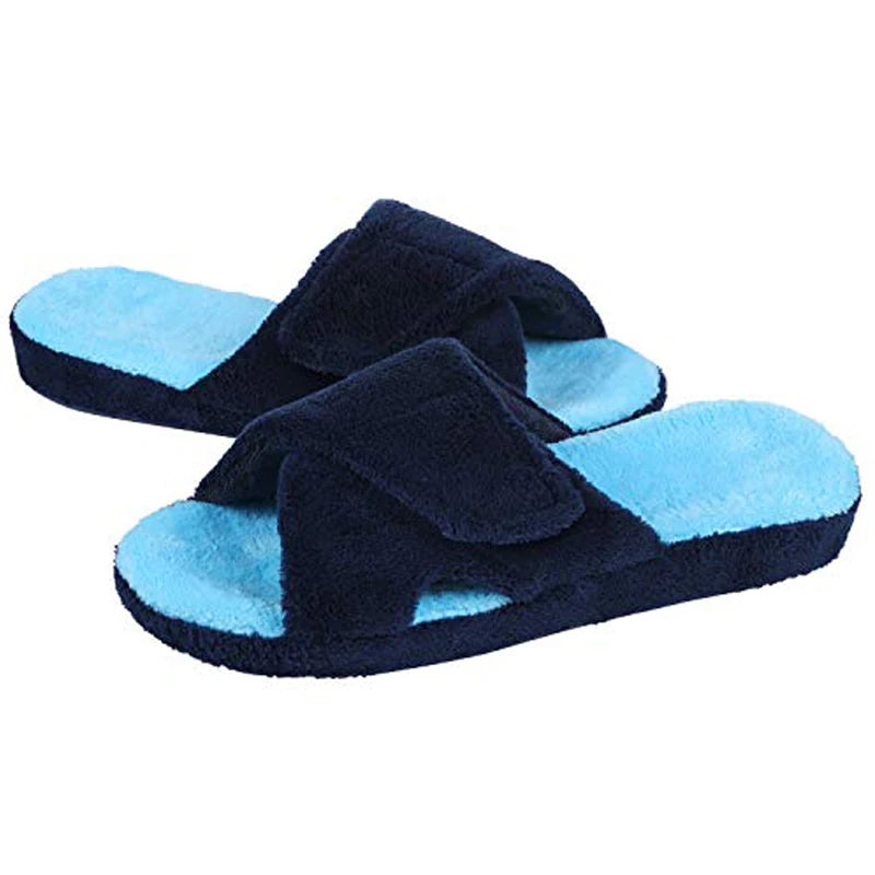 Pantoufle orthopédique femme pour fasciite plantaire, bleu