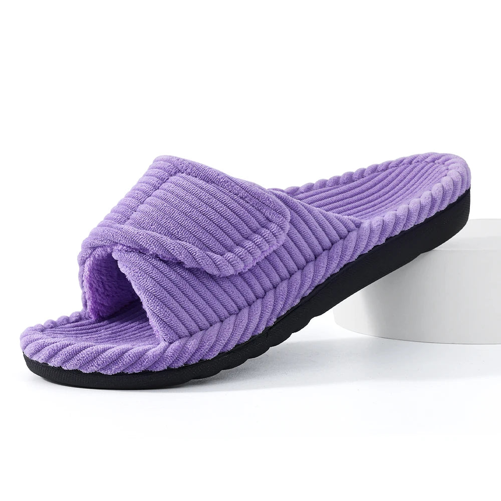 Pantoufle orthopédique femme mémoire de forme, bride réglable