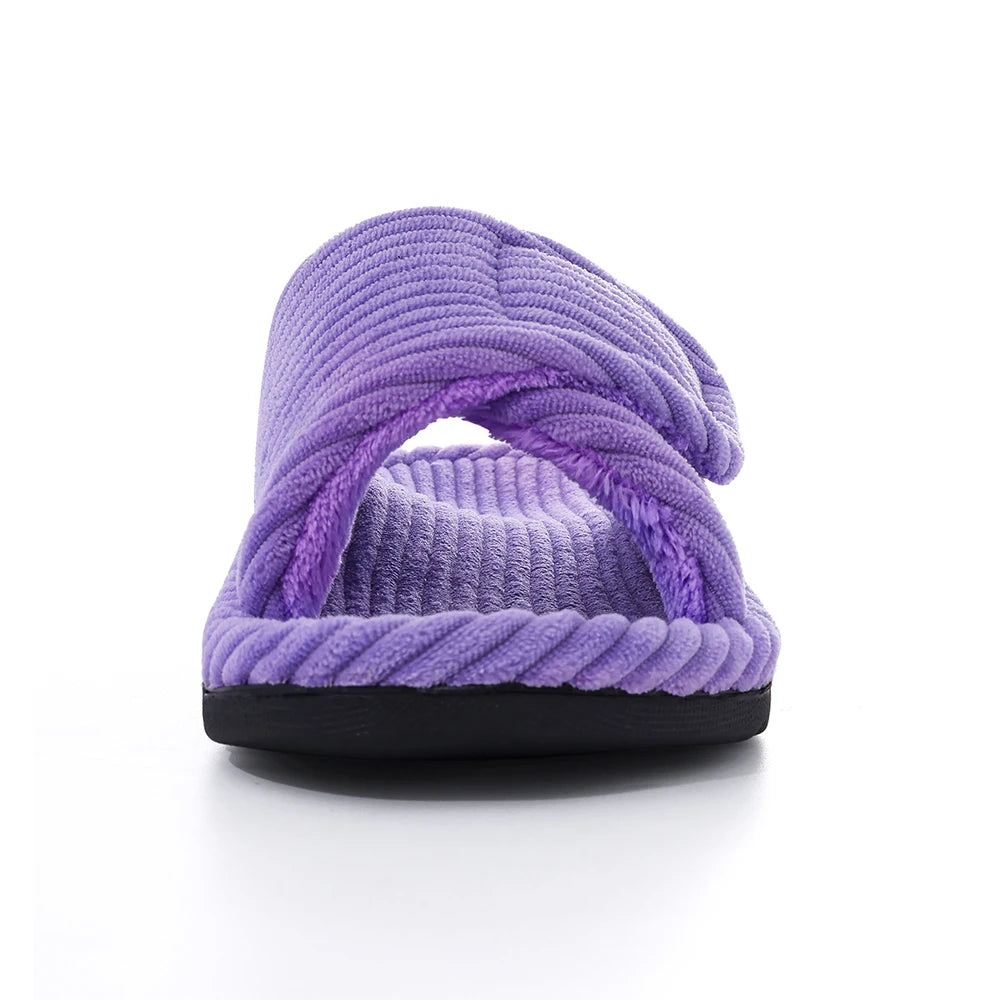 Pantoufle orthopédique femme mémoire de forme, bride réglable