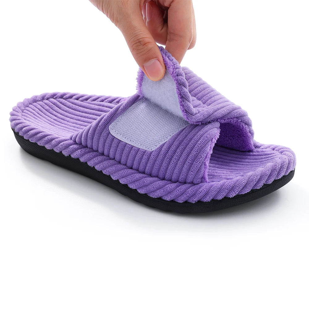 Pantoufle orthopédique femme mémoire de forme, bride réglable