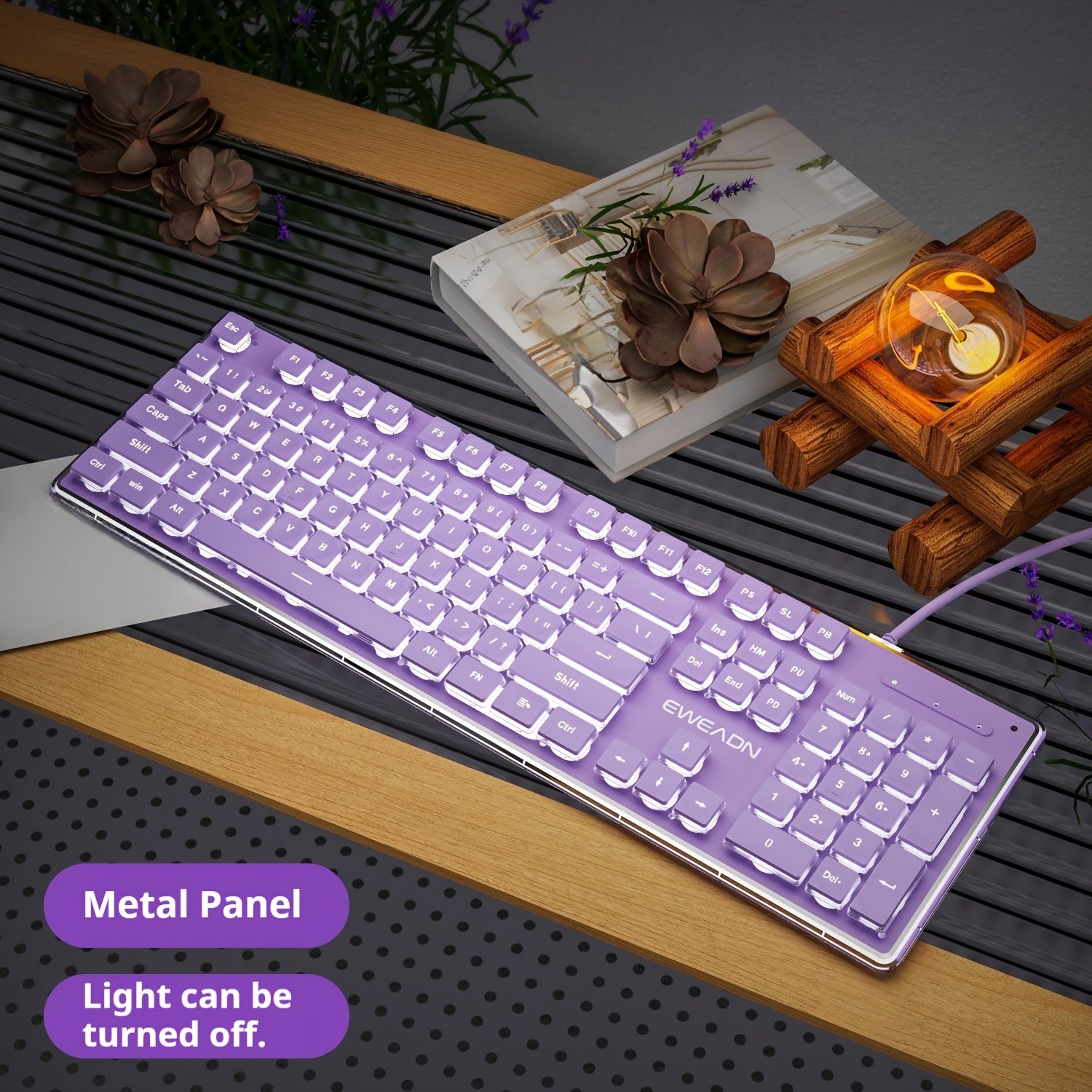 EWEADN V3 Clavier Gaming Filaire  104 Touches Clavier Membrane Silencieux Taille Standard Design Ergonomique Fin et Portable Compatible avec WindowsOrdinateur Portable pour Bureau et Gaming Idal comme Cadeau de Ftes