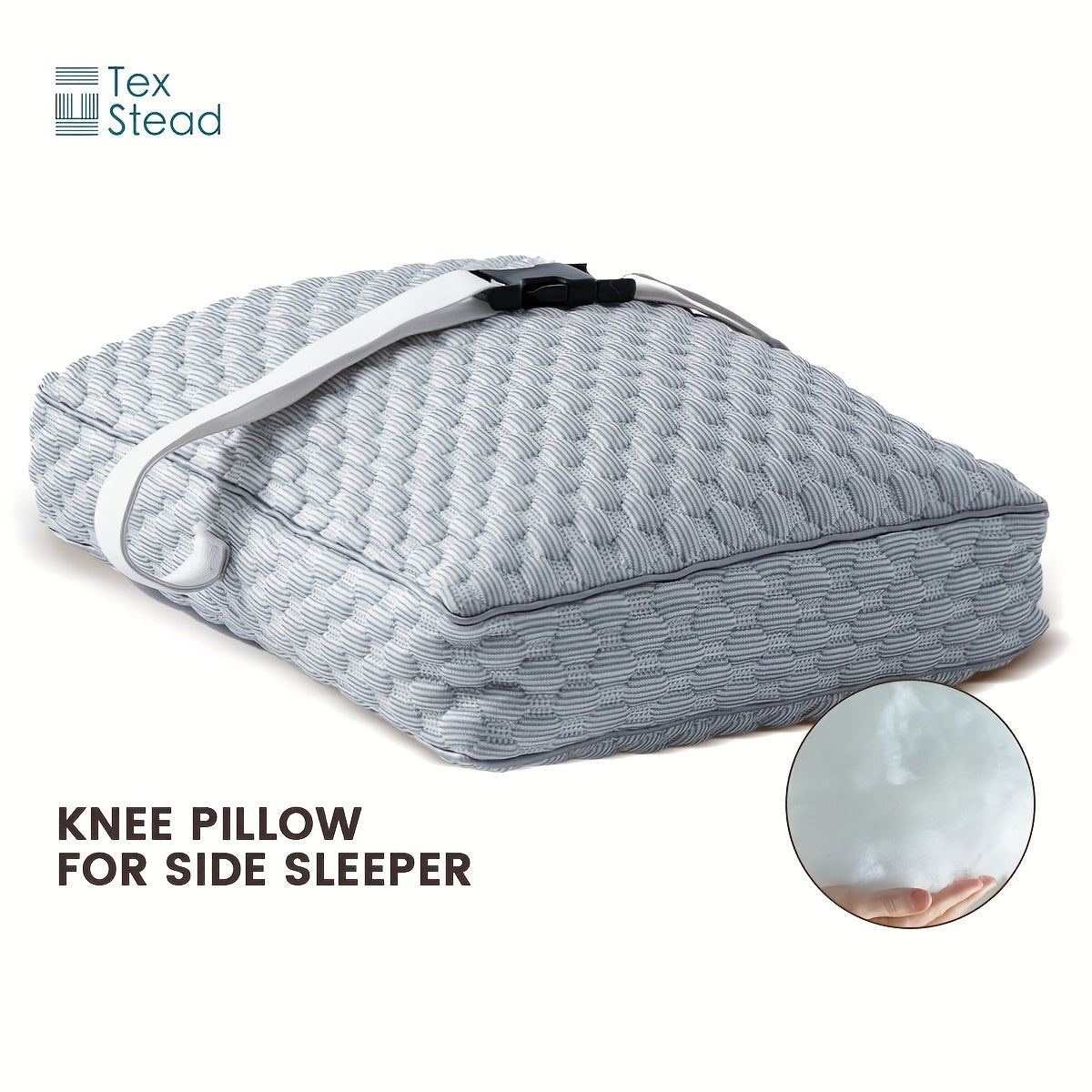 1 Oreiller de Genou Rafrachissant pour Dormeurs sur le Ct  Coussin Ergonomique avec Remplissage en Polyester Respirant Accessoire de Literie Lavable  la Machine Gris pour un Meilleur Sommeil et Alignement Musculaire Design avec Sangle Scurise Ho