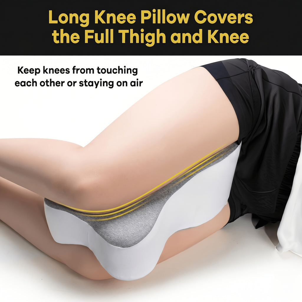 Coussin de genou en mousse  mmoire de forme pour dormeurs latraux  Long coussin de jambe de 3556 cm pour entre les jambes maintient les genoux spars pour une alignment neutre housse rafrachissante et lavable grand gris  Idal pour la grossesse