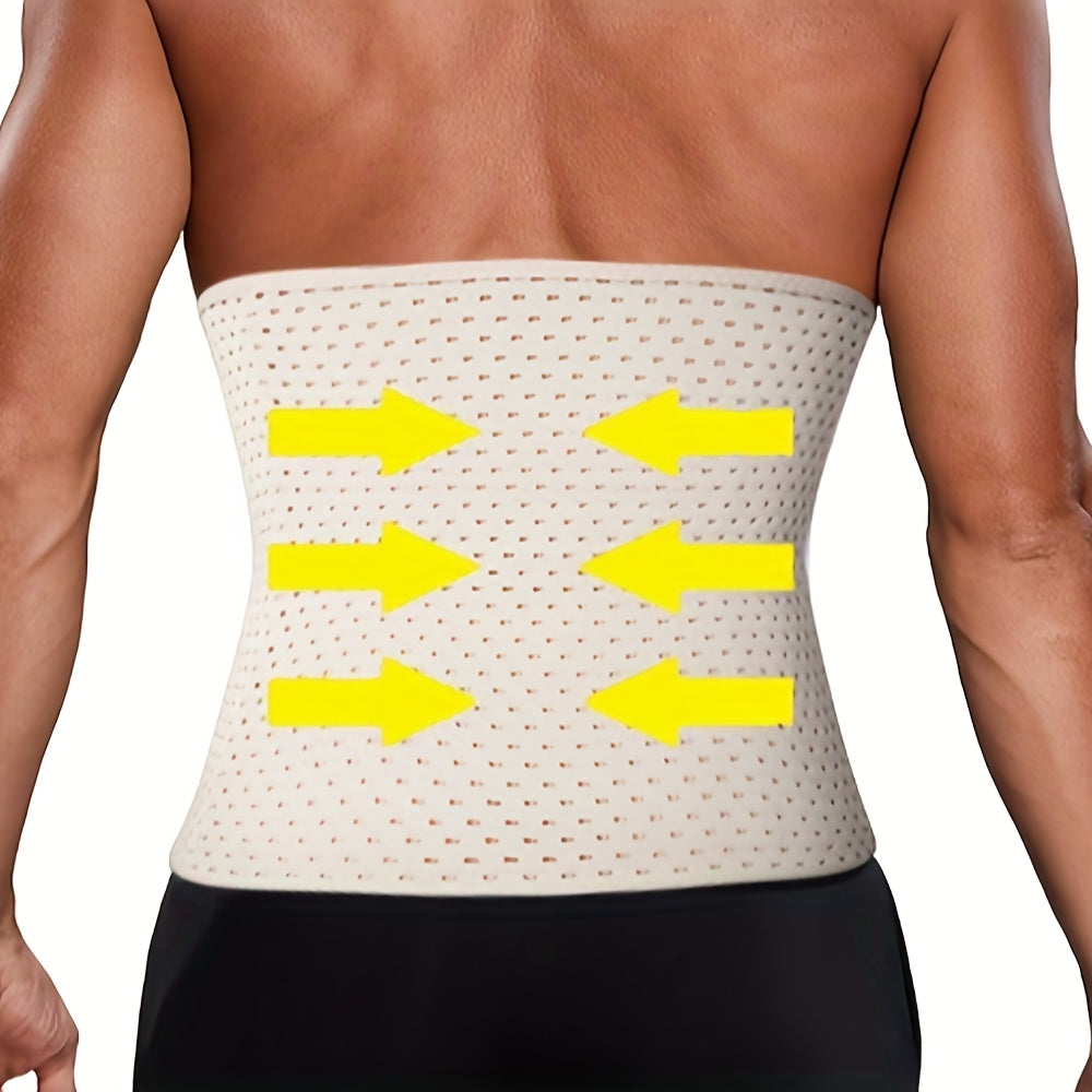 Ceinture de Soutien Lombaire pour Hommes en Maille Respirante avec 3 Rangs de Boucles et 4 Baleines en Acier