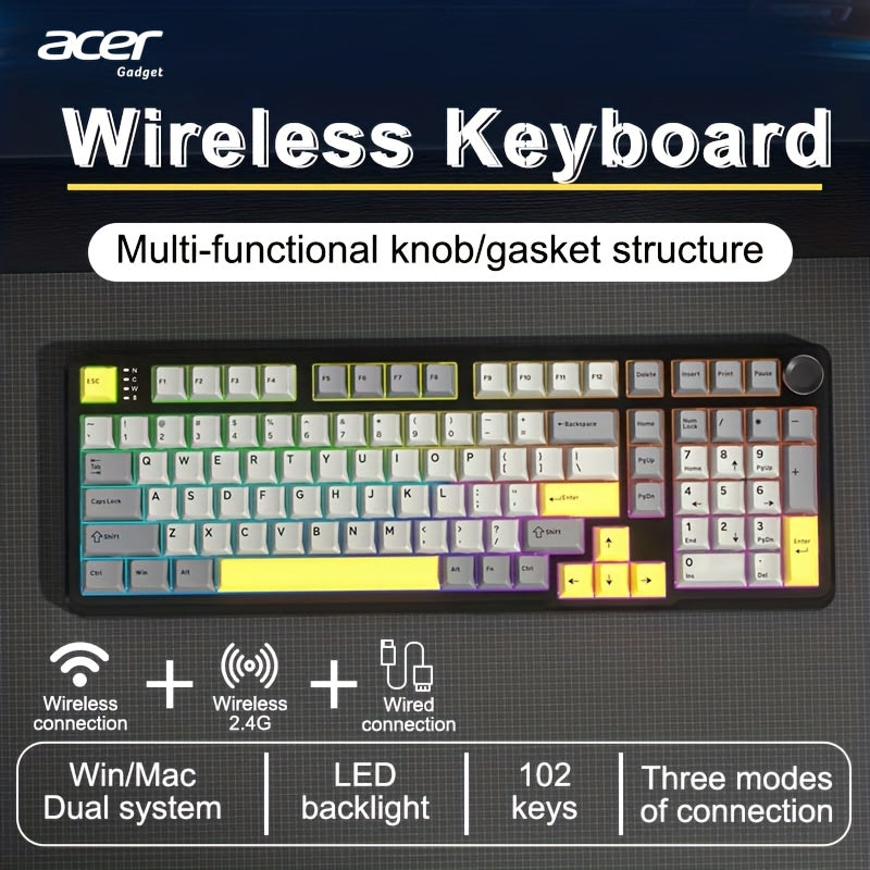 Clavier Mcanique Sans Fil ACER pour Jeu avec Rtroclairage RGB Faible Latence Touches Ergonomiques en Forme de U et Interrupteurs Autonomie Longue Dure C Compatible avec PCOrdinateur PortableSmartphone   Compatible avec Bureau et Jeu